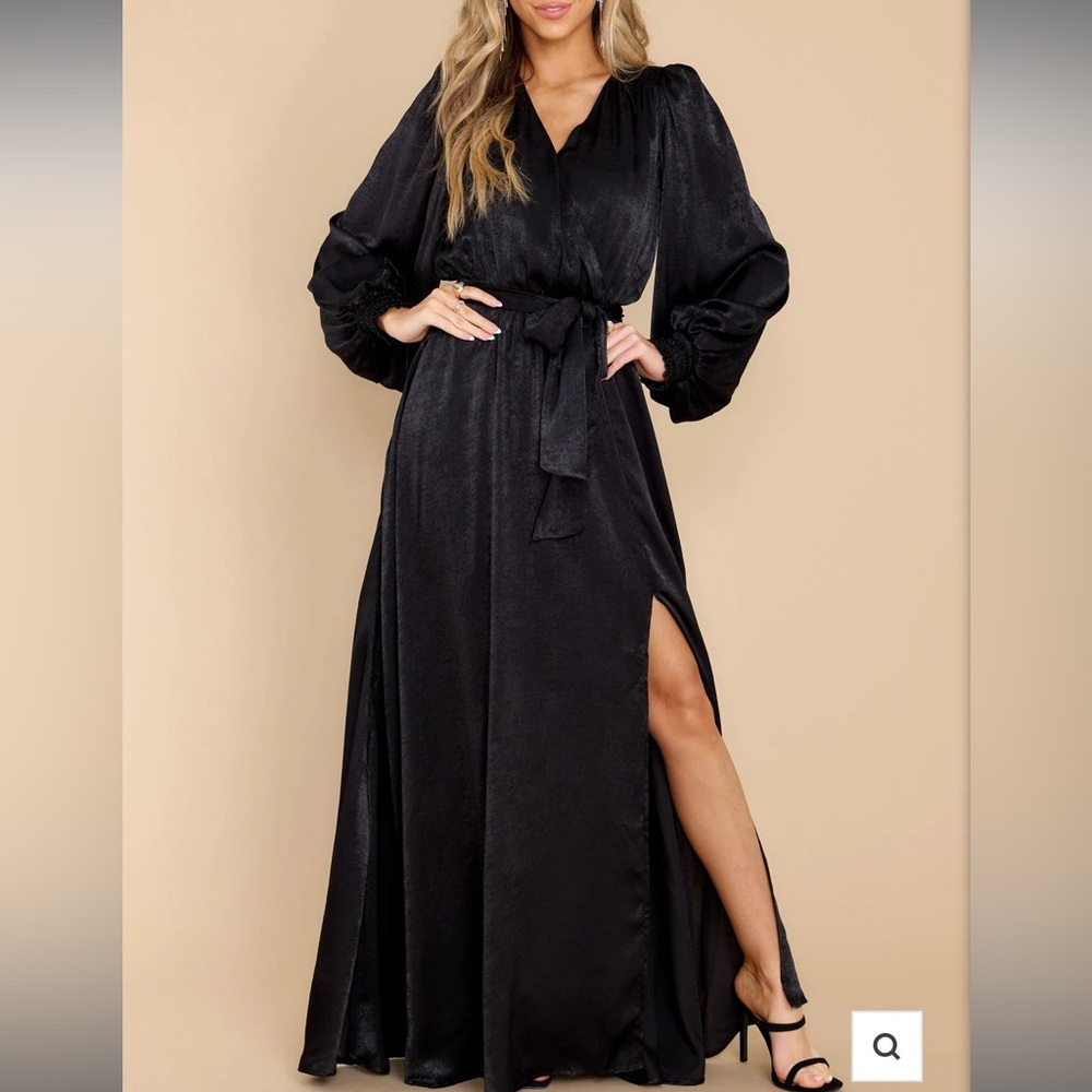 BLACK SATIN MAXI DRESS